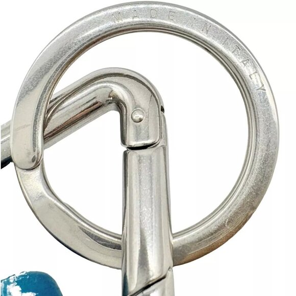 Auth BOTTEGA VENETA Keyring Nappa Triangle Key Holder Green Metallic - Picture 14 of 15